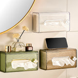 Maxbell Tissue Box Holder with Cover Self Adhesive Modern for Desktop Home Office Green and Golden