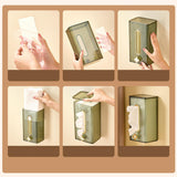 Maxbell Tissue Box Holder with Cover Self Adhesive Modern for Desktop Home Office Green and Golden