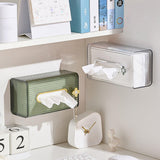 Maxbell Tissue Box Holder with Cover Self Adhesive Modern for Desktop Home Office Clear and Silver