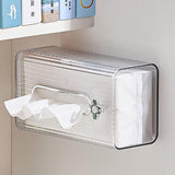 Maxbell Tissue Box Holder with Cover Self Adhesive Modern for Desktop Home Office Clear and Silver