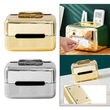 Maxbell Tissue Box Holder Container Tissue Storage Case for Office Living Room Table Golden