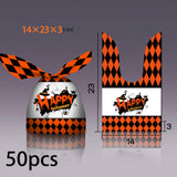 Maxbell 50Pcs Halloween Candy Bags Empty Party Bag for Halloween Party Supplies Orange and White