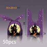 Maxbell 50Pcs Halloween Candy Bags Empty Party Bag for Halloween Party Supplies Purple