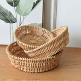 Maxbell Handmade Wicker Basket Table Organizer Wicker Bread Basket for Wedding Party 25cm