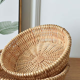 Maxbell Handmade Wicker Basket Table Organizer Wicker Bread Basket for Wedding Party 25cm