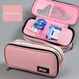 Maxbell Pencil Pen Case with Zipper for Girls and Boys College Middle/High School Pink