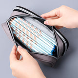 Maxbell Pencil Pen Case with Zipper for Girls and Boys College Middle/High School Gray
