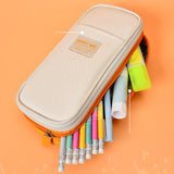 Maxbell Pencil Pen Case Portable Journaling Supplies with Zipper for Teen Pink Gray