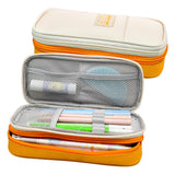 Maxbell Pencil Pen Case Portable Journaling Supplies with Zipper for Teen Pink Gray