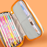 Maxbell Pencil Pen Case Portable Journaling Supplies with Zipper for Teen Pink Gray