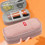 Maxbell Pencil Pen Case Portable Journaling Supplies with Zipper for Teen Pink Gray