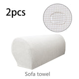 Maxbell 2x Sofa Armrest Covers Washable Stretchable Armrest Cover for recliner White