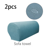 Maxbell 2x Sofa Armrest Covers Washable Stretchable Armrest Cover for recliner Blue