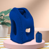 Maxbell Inflatable Travel Pillow Office Neck Pillow for Sleeping Traveling Blue