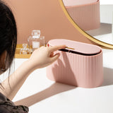 Maxbell Desk Garbage Can Storage Box for Pet Food with Lid for Desk Bedroom Office Pink