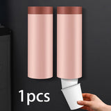 Maxbell Cup Dispenser Household Reusable Automatic Remover for Party Office Wall Pink