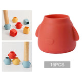 Maxbell 16Pcs Silicone Chair Leg Floor Protectors Replacable for Furniture Couch Round and Red