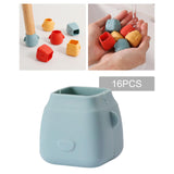 Maxbell 16Pcs Silicone Chair Leg Floor Protectors Replacable for Furniture Couch Square and Blue