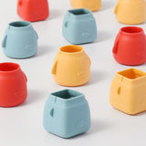 Maxbell 16Pcs Silicone Chair Leg Floor Protectors Replacable for Furniture Couch Square and Blue