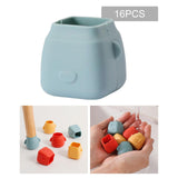 Maxbell 16Pcs Silicone Chair Leg Floor Protectors Replacable for Furniture Couch Square and Blue