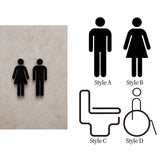 Maxbell Acrylic Bathroom Sign Removable Decal for Restrooms Restaurant Hotel Style A