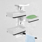 Maxbell Soap Dish Holder Shelves with Towel Bar Organizer for Bathroom Tub Kitchen White