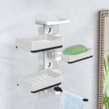 Maxbell Soap Dish Holder Shelves with Towel Bar Organizer for Bathroom Tub Kitchen White