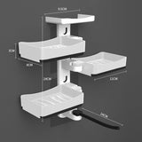 Maxbell Soap Dish Holder Shelves with Towel Bar Organizer for Bathroom Tub Kitchen White