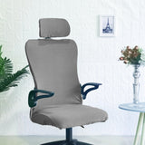 Maxbell Office Chair Cover with Headrest Cover Washable for Dining Room Gaming Chair Silver Gray