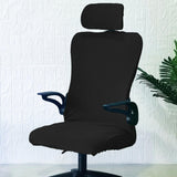 Maxbell Office Chair Cover with Headrest Cover Washable for Dining Room Gaming Chair Black