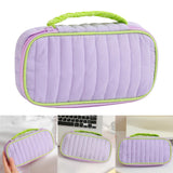 Maxbell Portable Makeup Bag Cosmetic Bag with Handle Sundries Storage Bag Purple