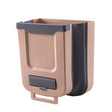 Maxbell Hanging Trash Can Mounted Collapsible for Counter Top Cabinet Kitchen Beige Coffee