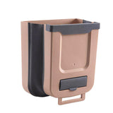Maxbell Hanging Trash Can Mounted Collapsible for Counter Top Cabinet Kitchen Beige Coffee