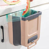 Maxbell Hanging Trash Can Mounted Collapsible for Counter Top Cabinet Kitchen Beige Coffee