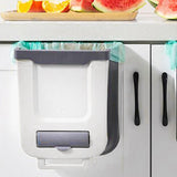 Maxbell Hanging Trash Can Mounted Collapsible for Counter Top Cabinet Kitchen Gray white