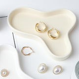 Maxbell Multipurpose Decorative Tray Jewelry Plate Dish for Desktop Bedroom Decor Beige