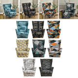 Maxbell Nonslip Wingback Chair Cover Elastic Modern Polyester Printed for Bedroom Blue