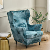 Maxbell Nonslip Wingback Chair Cover Elastic Modern Polyester Printed for Bedroom Blue