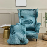 Maxbell Nonslip Wingback Chair Cover Elastic Modern Polyester Printed for Bedroom Blue