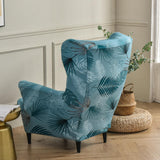 Maxbell Nonslip Wingback Chair Cover Elastic Modern Polyester Printed for Bedroom Blue