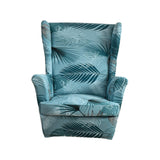 Maxbell Nonslip Wingback Chair Cover Elastic Modern Polyester Printed for Bedroom Blue