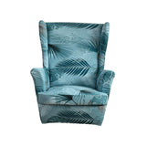 Maxbell Nonslip Wingback Chair Cover Elastic Modern Polyester Printed for Bedroom Blue