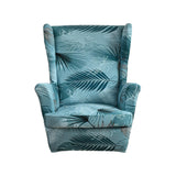 Maxbell Nonslip Wingback Chair Cover Elastic Modern Polyester Printed for Bedroom Blue