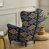 Maxbell Nonslip Wingback Chair Cover Elastic Modern Polyester Printed for Bedroom Black