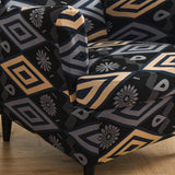 Maxbell Nonslip Wingback Chair Cover Elastic Modern Polyester Printed for Bedroom Black