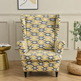 Maxbell Nonslip Wingback Chair Cover Elastic Modern Polyester Printed for Bedroom Yellow