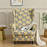 Maxbell Nonslip Wingback Chair Cover Elastic Modern Polyester Printed for Bedroom Yellow