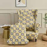 Maxbell Nonslip Wingback Chair Cover Elastic Modern Polyester Printed for Bedroom Yellow