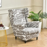 Maxbell Nonslip Wingback Chair Cover Elastic Modern Polyester Printed for Bedroom Light Grey