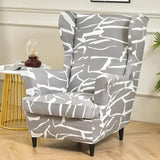 Maxbell Nonslip Wingback Chair Cover Elastic Modern Polyester Printed for Bedroom Light Grey